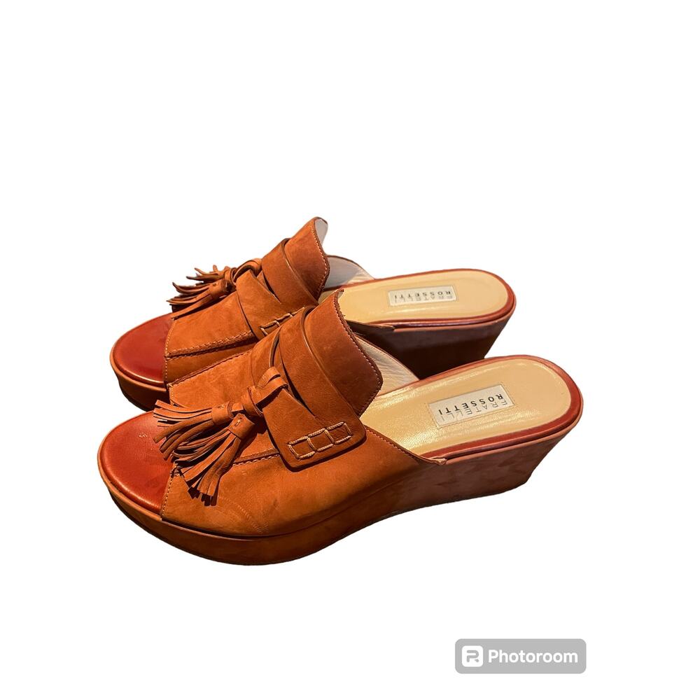 Vintage Fratelli Rossetti 38 Tassle Suede Platform Sandals